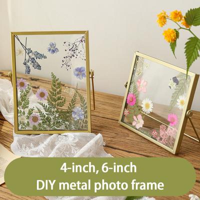 4-дюймовая 6-дюймовая стеклянная фоторамка Diy ручной работы, креативная простая фоторамка с сушеными цветами, минималистичная