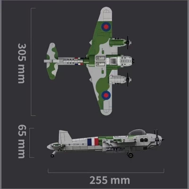 WW2 UK Military Mosquito Air Fighter Glider Battle Bomber Building Blocks Model Childrens Kids Hobby Toy Gift for Birthday Christmas