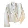 Spring Women Breasted Office Cropped Blazer Lapel Solid Color Long Sleeve Double Jacket Suit Coat