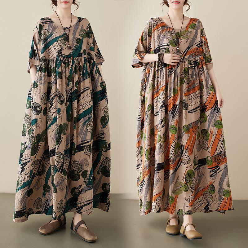 Летнее платье Art Retro свободного кроя с короткими рукавами для женщин