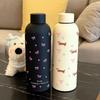 Bow Heart & Kawaii Dog Pattern Stainless Steel Insulated Sports Water Bottle, Fitness Cup, Car Mug, Dual-Layer Travel Thermos