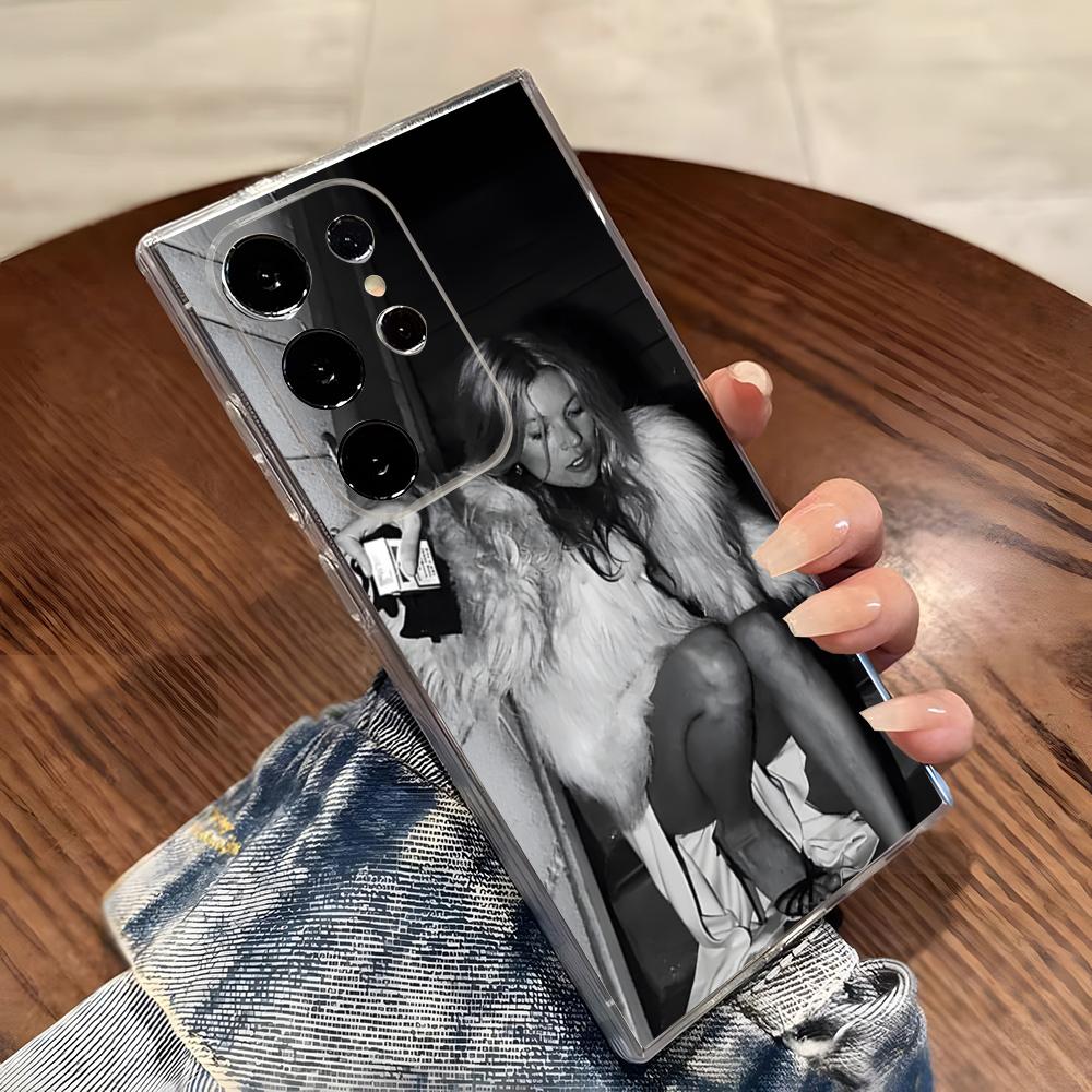 Sexy Supermodel Kate Moss Phone Case For Samsung S26 S25 S24 Ultra S23 Fe S22 S20 S21 Plus Plus 5G Fe Transparent Cover