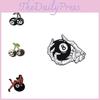 Unique Black 8 Ball Sports Metal Badge Creative Cherry Skull Cartoon Brooch Pin For Fashionable Wear
