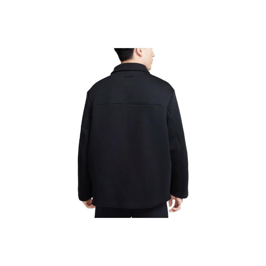 Nike Tech Fleece Reimagined Series, однотонная куртка с воротником на пуговицах и одним карманом, мужские куртки черного цвета FB8168-010