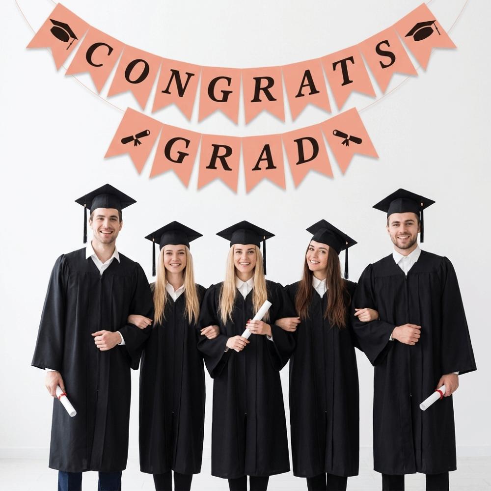 Reusable Graduation Party Banner Celebration Creative Paper Pull Flag Durable Decorative Graduation Banner Garland Wall Decor