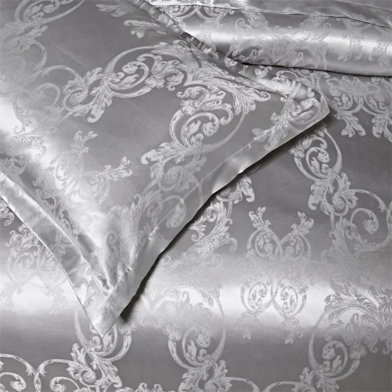 Silver Printing Bedding Set Luxury Duvet Cover Set European Royal Style Comforter Cover Set for Home Decor with Pillowcase