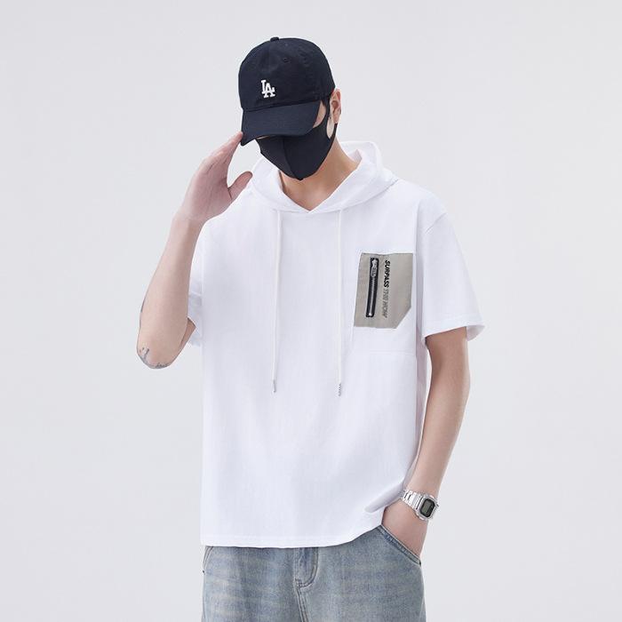 New Summer Style Boy Polo Shirt Casual Wear Short-sleeved Oversized Round Neck T-shirt Hooded Breathable Fabric Practical Daily Use