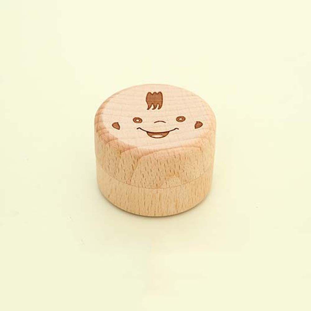 Primary Teeth Wood Baby Tooth Box Baby Teeth Save Tooth Fairy Box Round Deciduous Tooth Case  Kids