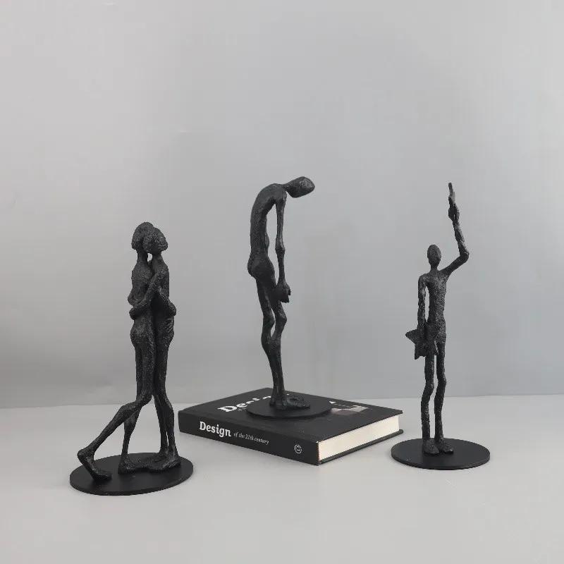 Металлические чугунные акробатические фигурки-скульптуры, Декор для дома, Черные абстрактные фигурки-модели, Настольные украшения для офиса