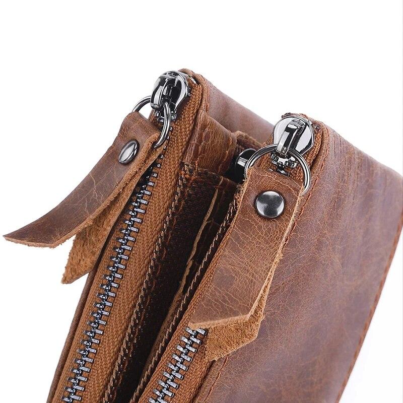 Classic Men Wallet Genuine Cow Leather Short Card Holder Leather Men Purse High Quality Designer Male Wallet with Zipper Pocket