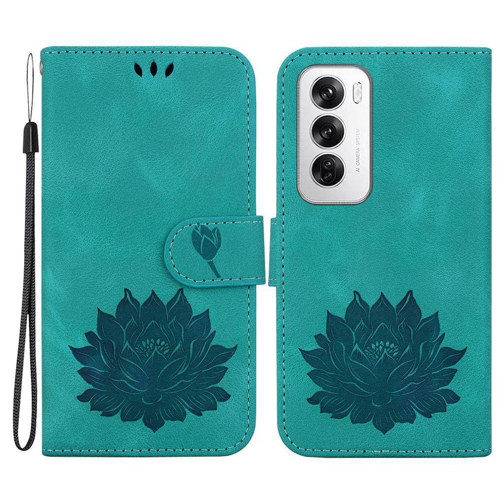 For Oppo Reno12 5G (Global) Wallet Case Lotus Imprint Leather Stand Phone Cover