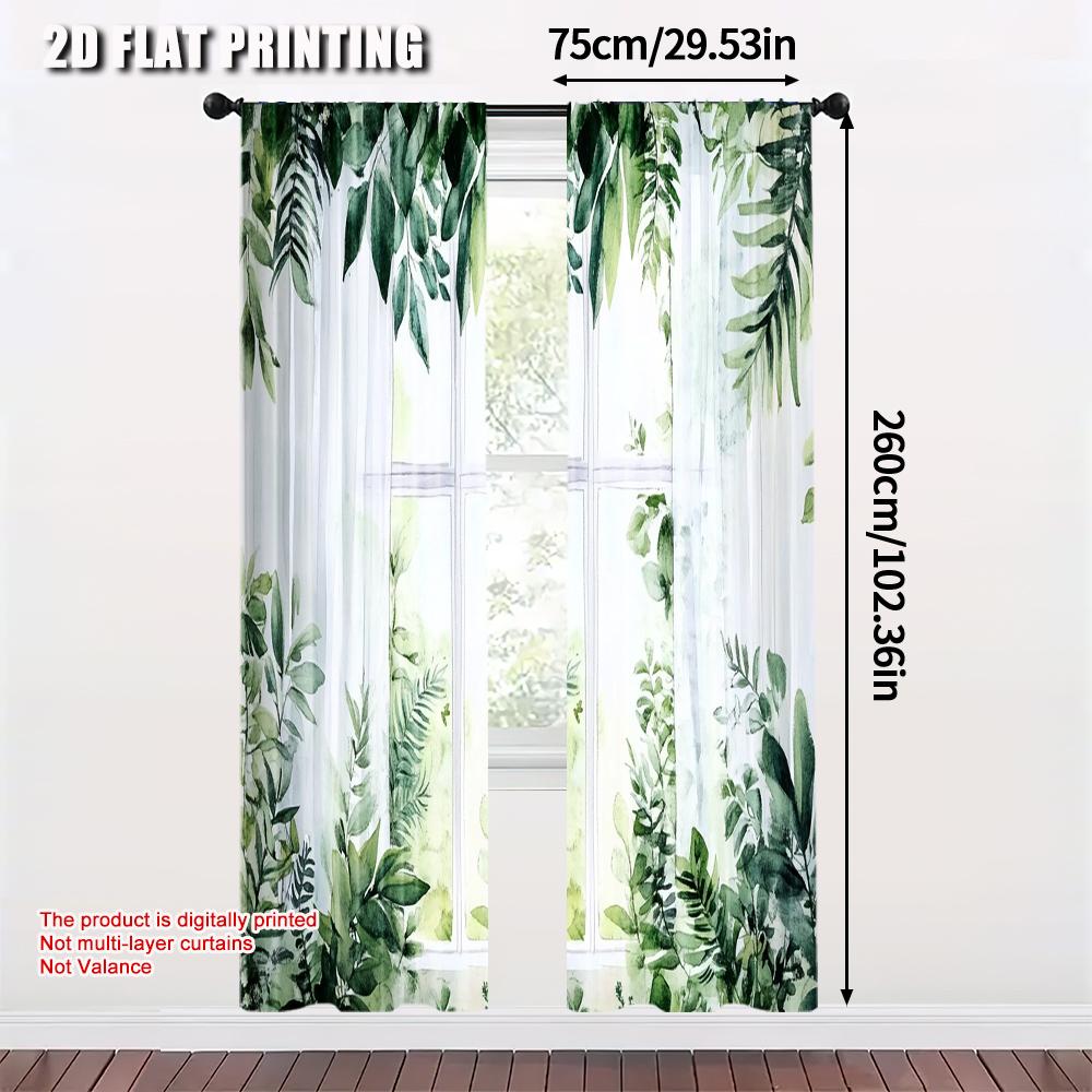 2 шт. Шторы и занавески 2D-печать Зеленый лист Универсальная полиэстеровая ткань (без стержня) Распродажа вещей для разных комнат