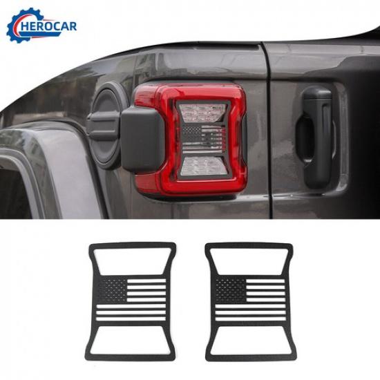 Black Rear Lamp Tail Light Guard Cover Trim For Jeep Wrangler JL Black US Flag