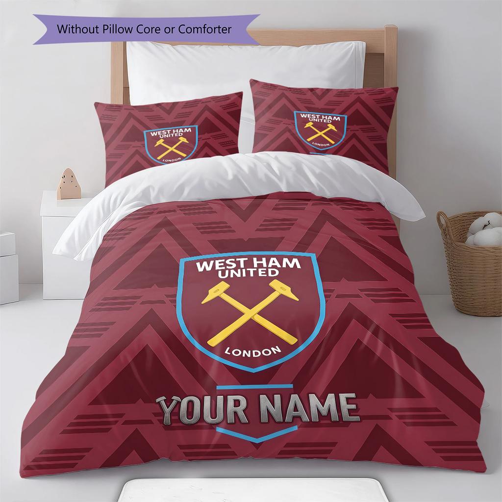 Custom Name West Ham United2 Pattern Bedding Quilt Set Home Decoration Gift (1 * duvet cover + 2 * pillowcase without core)