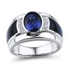 Platinum -Plated Personalized Fashionable Luxury Sapphire Ring Inlaid With Black Agate Charming Men 'S Ring 