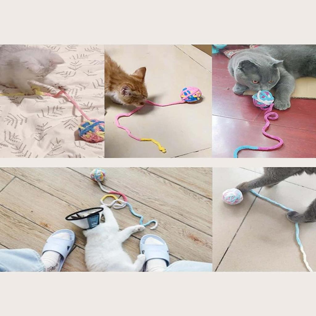 1 шт. - Разноцветный интерактивный мячик для кошек - Забавная плюшевая игрушка-жевалка для котят, мягкие товары для питомцев, идеально подходит для развлечения и прорезывания зубов котят