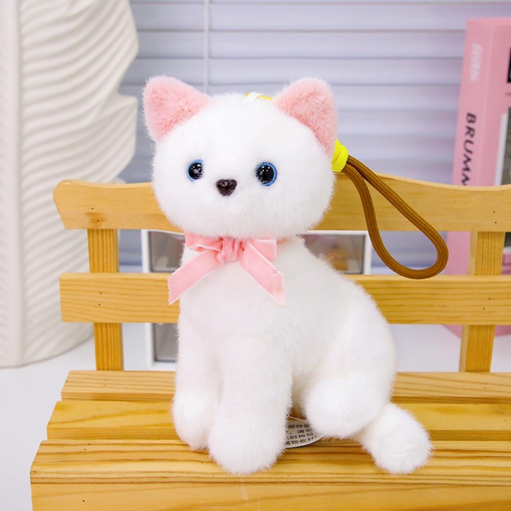 Fluffy Small Cat Plush Keychain Lifelike Simulated Cat Plush Doll Cat Plush Bag Pendant Friend