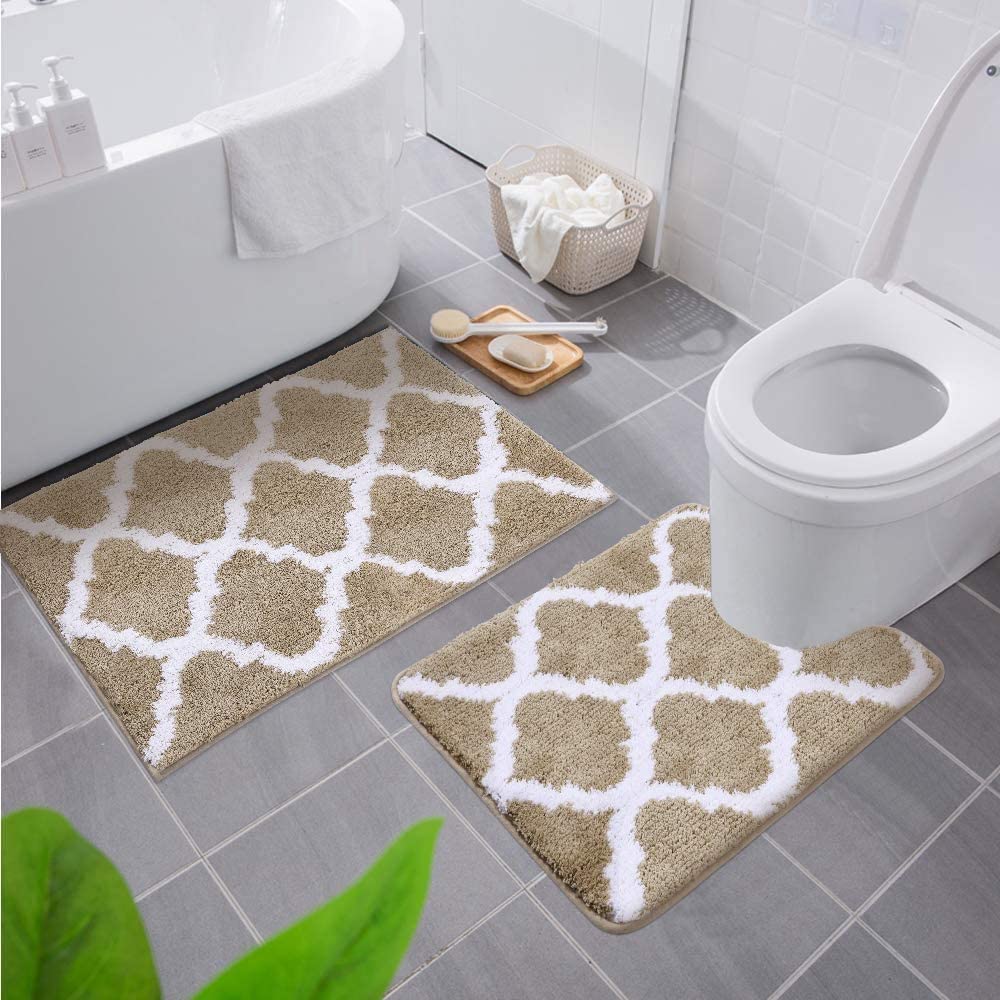 Olanly Shower Pad Non-Slip Bedroom Wash Carpet Absorbent Bath Mat Bathroom Rug Soft Thick Living Room Plush Foot Mat Floor Decor