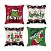 4PCS Christmas Happy Throw Pillow Cover, 18 X 18 Inch, Winter Holiday Cushion Cover Sofa Decor