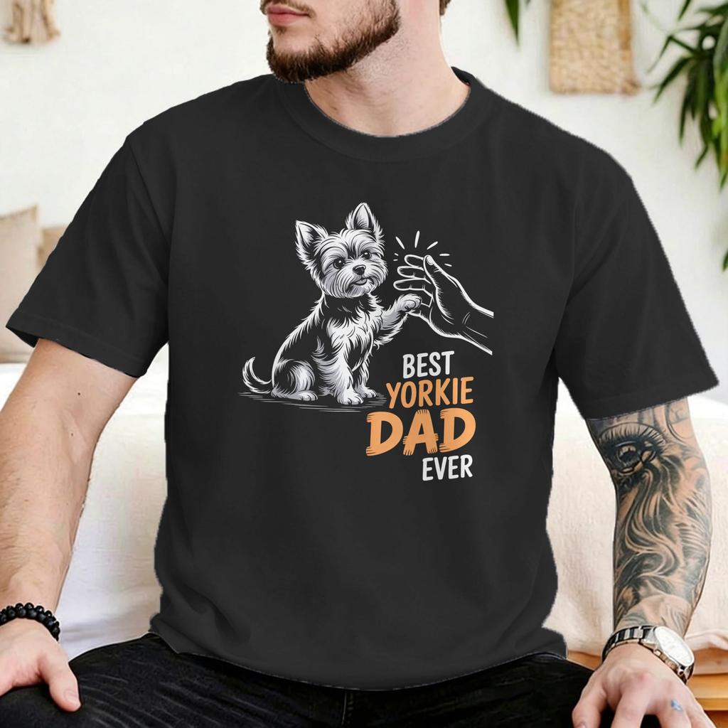 Best Yorkie Dad Dog Tshirts For Unisex Unisex Yorkshire Terrier Casual 100 Cotton Tees Round Collar Short Sleeve T Shirt Gift Tops