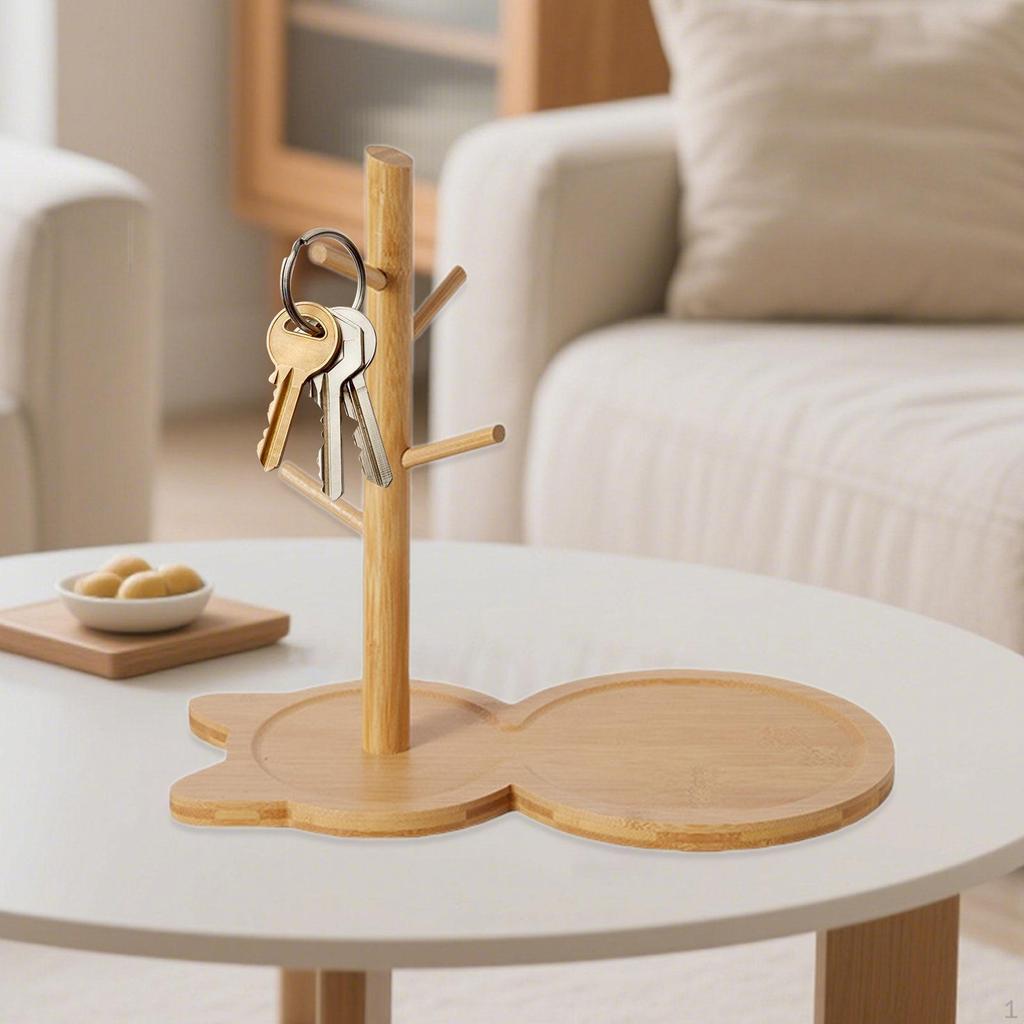 Деревянный поднос для ключей, подставка для украшений, органайзер-валет с крючками, блюдо для хранения для шкафа, столешницы