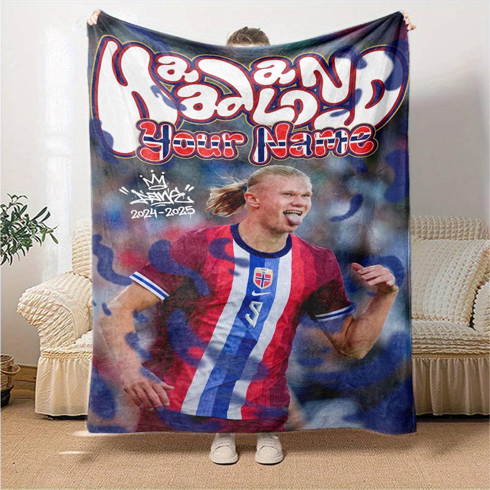 Haaland Customize Your Name Blanket Throw Personalized Blanket Comfortable Versatile for Sofa Seaside Couch Bedding for All Occasions