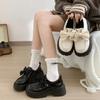 British Style Small Leather Shoes Women's New Spring and Autumn Bow with Skirt Platform Muffin Retro Casual Single Shoes