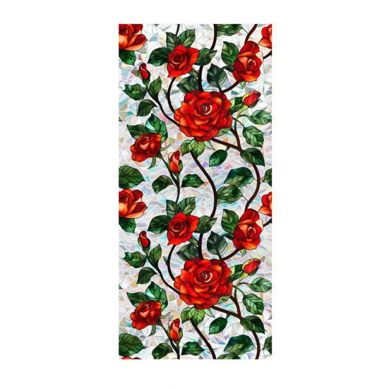 Flower Window Privacy Film Double-sided Stained Glass Rainbow Window Film Sun Blocking Static Covering Cling Sticker PVC Window Door Decorative