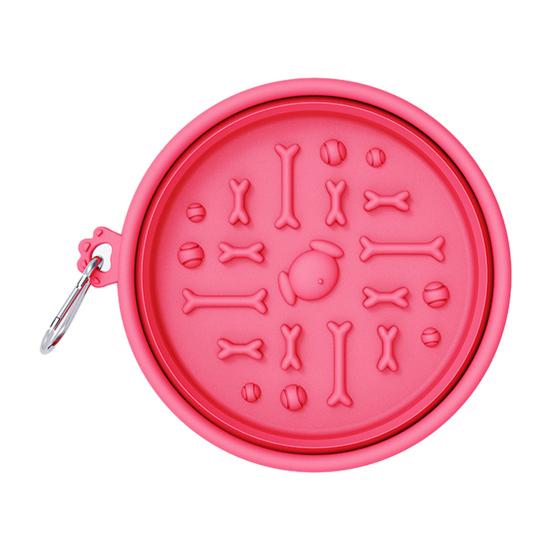Foldable Pet Bowl, Portable Slow Feeder Bowl with Suction Cups, Non-Slip Silicone Collapsible Food Bowl for Cats Dogs