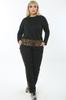 Женский модный спортивный костюм большого размера, спортивный костюм большого размера из хлопковых черных брюк с леопардовым декором сбоку и на талии