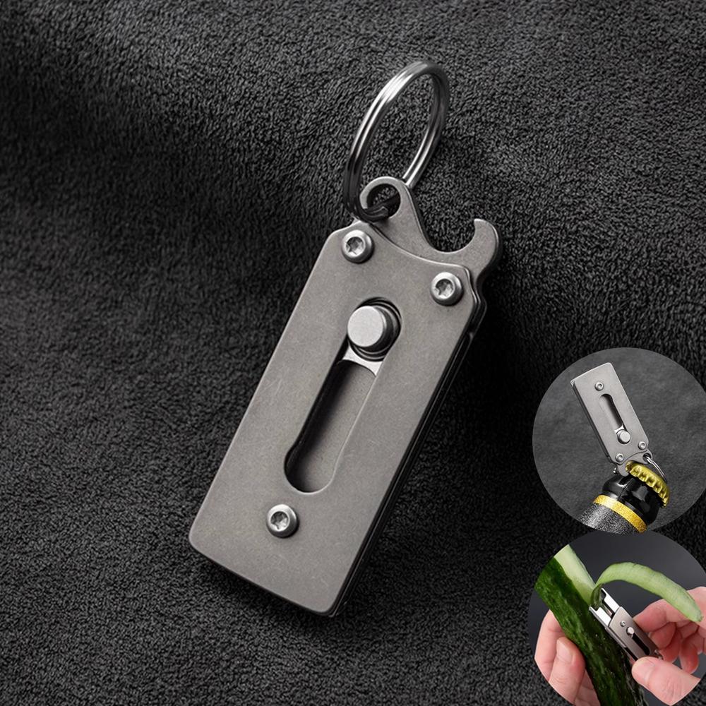 Mini Titanium Alloy Small Planing Knife Bottle Opener Portable Key Chain Pendant Outdoor Camping Multifunctional Tool Melon Peel