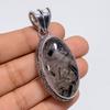 Marvellous Top Grade Qualite 100% Natural Black Rutile Quartz Oval Shape Vintage Handmade Jewelry 925 Steling Silver Pendant 2.2" WSJ-4882