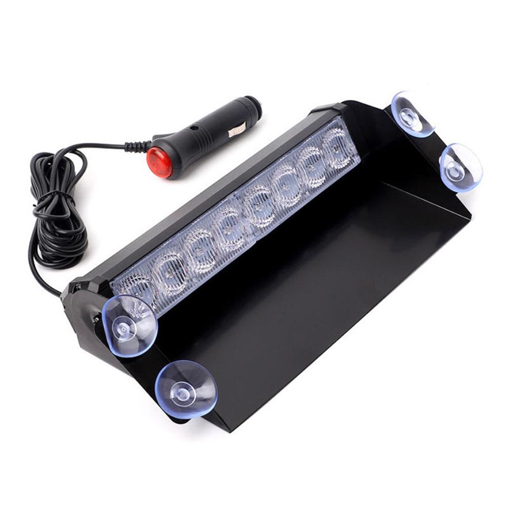 Car Truck Strobe Light 8 LED Suction Cup Lamp Front Windshield Traffic Advisor Safety Warning Light