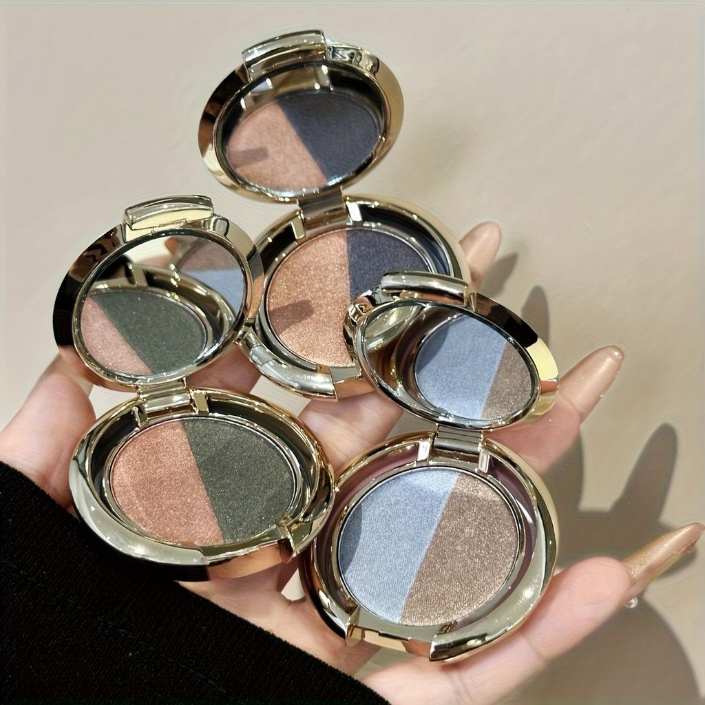 Двухцветные тени для век с шиммером и дымчато-коричневые/сине-черные, многоцветная палетка теней для век - формула для влажного/сухого нанесения, стойкие водостойкие и потостойкие тени для век