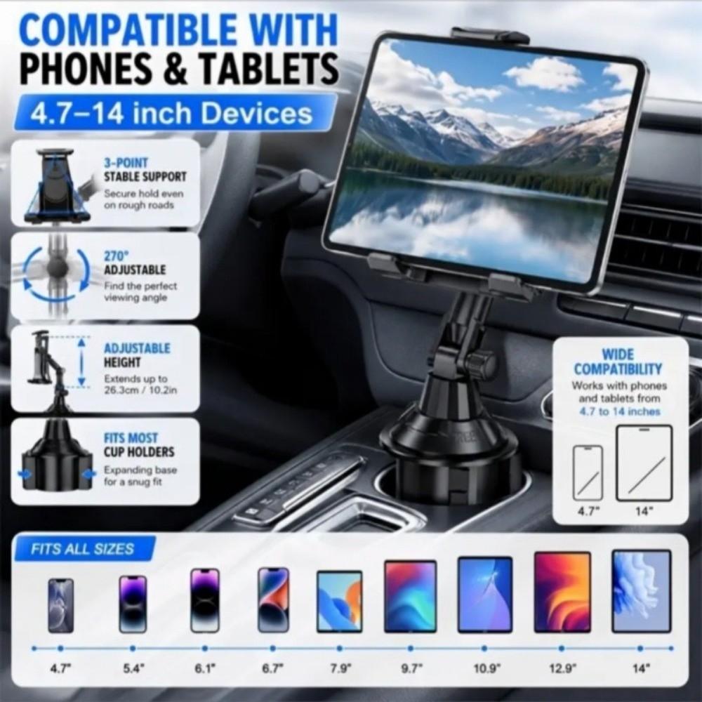 360 Degree Rotation Car Cup Tablet Holder Mount Hands-Free Universal Phone Mount Driving