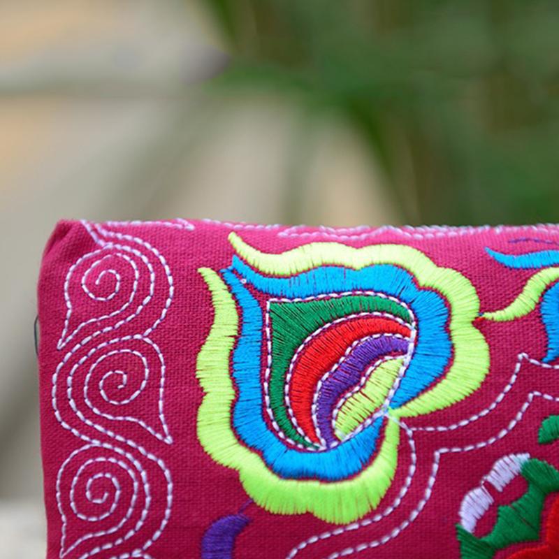Женский кошелек для монет, этнический, вышитый вручную, клатч, сумка на молнии, длинный кошелек, сумка для мобильного телефона, сумка-тоут MIT