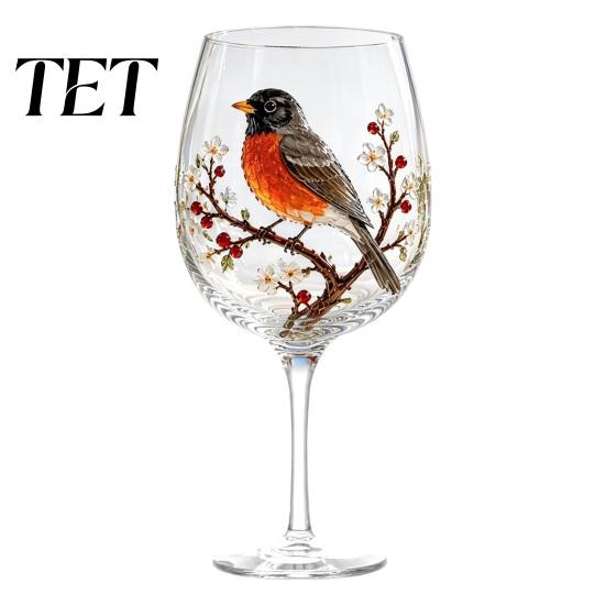 Floral Aesthetic Kitchen Glassware 3D Hummingbird Stemless Goblet, Pattern Elegant Decorative Glass Nature Themed Coffee Mugs Cup, Garden Inspired