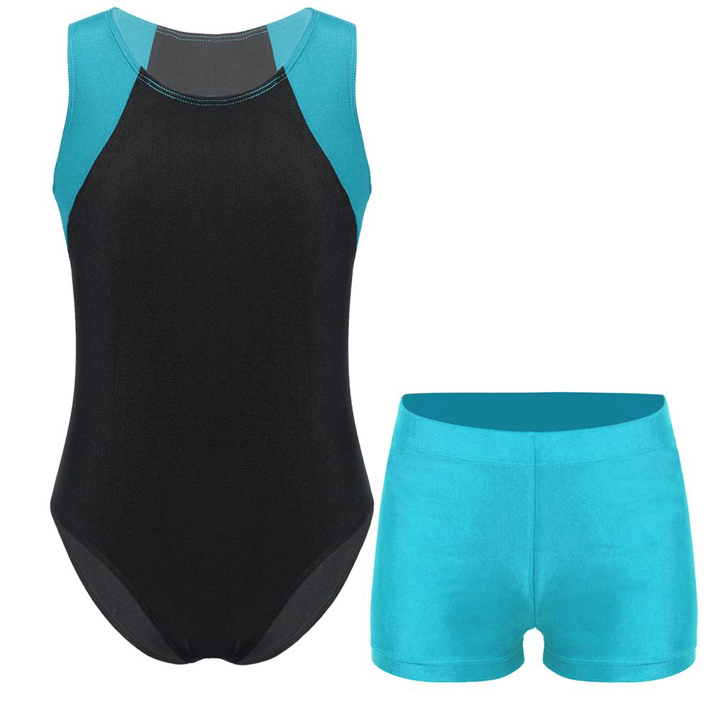 Детский трико без рукавов с круглым вырезом для мальчиков, комбинезон с шортами, комплект для соревнований по гимнастике, йоге