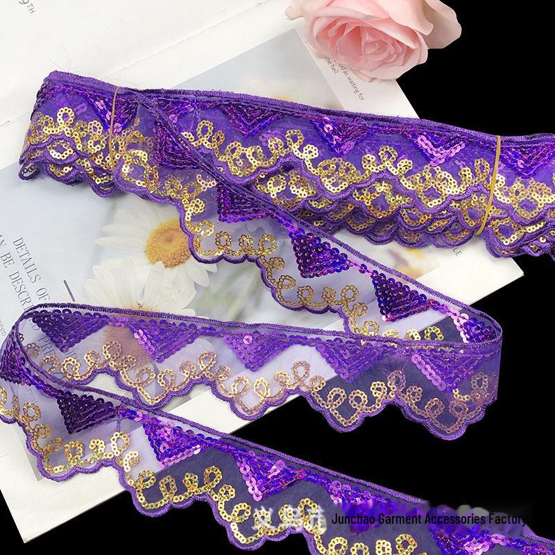 Готовая к использованию сетчатая занавеска с вышивкой пайетками и треугольной кромкой из пайеток