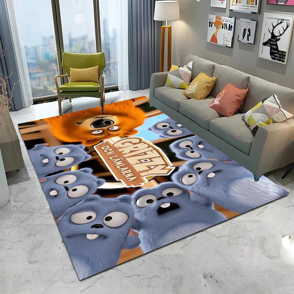 3D Grizzy and The Lemmings Cartoon Carpet Rug для дома, гостиной, спальни, дивана, коврика для двери, детский коврик, нескользящий напольный коврик