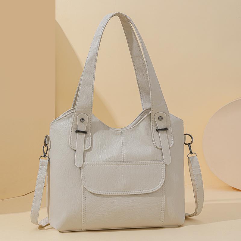 Women's Elegant Solid Color Shoulder Bag With Zipper Closure Tote Versatile Handbag For Work And Daily