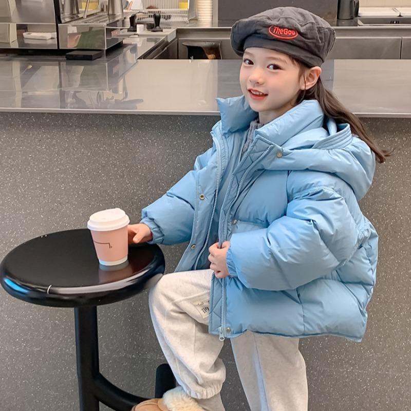 Новая стильная куртка на гусином пуху для девочек, стильная зимняя куртка, детская одежда, трехслойное пальто, теплая детская зимняя одежда