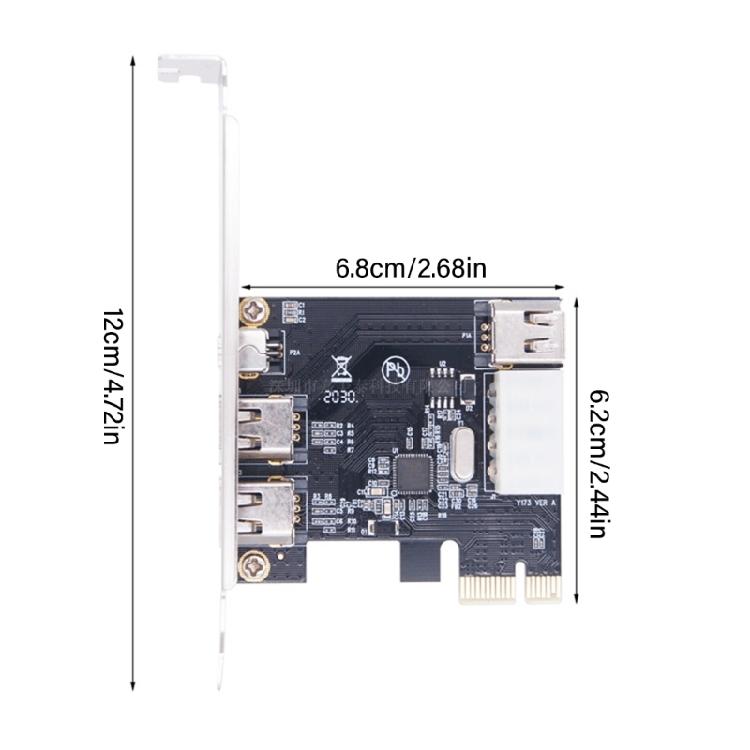 PCIe X1 4-портовая карта расширения Firewire 6-контактная Адаптер чипсета PCIE 1394 Карта расширения PCIE 1X на 1394 Для настольного ПК