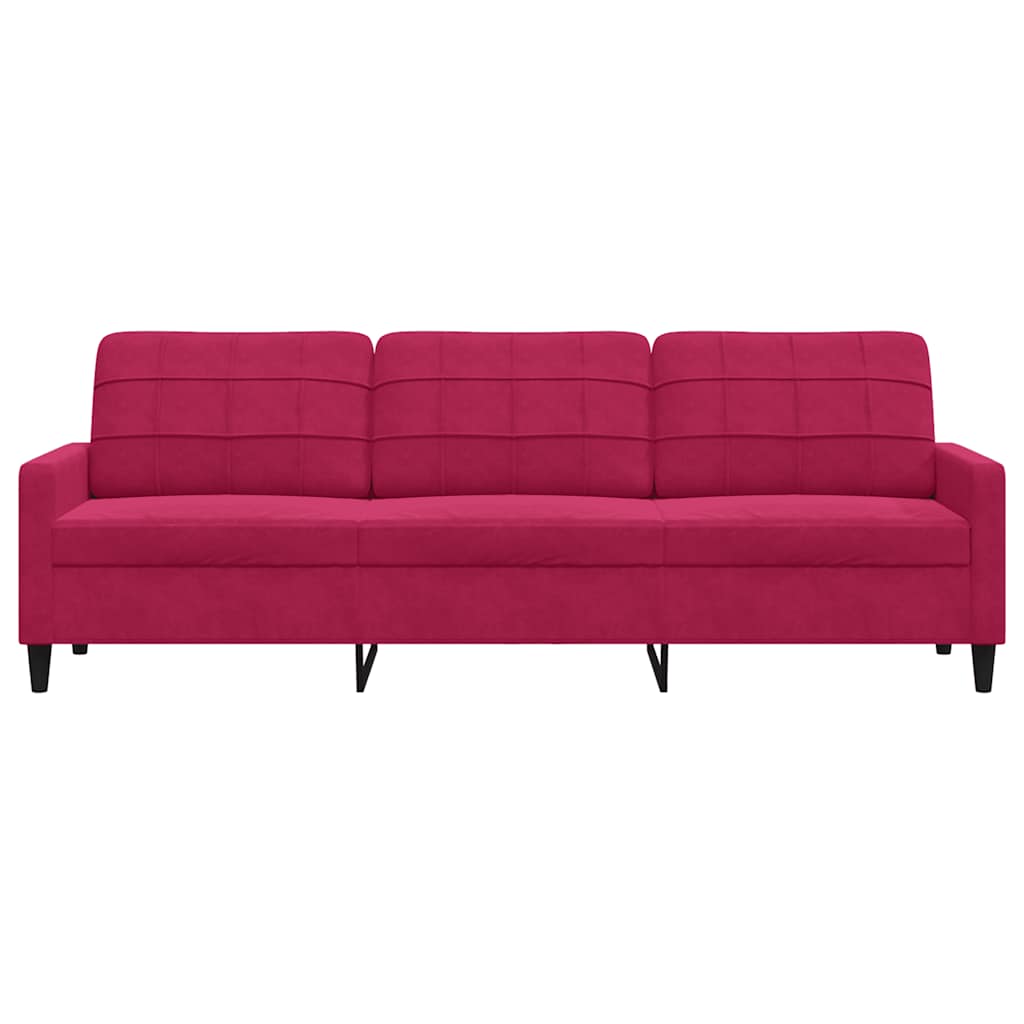 3 Seater Sofa Burgundy 210 cm Velvet