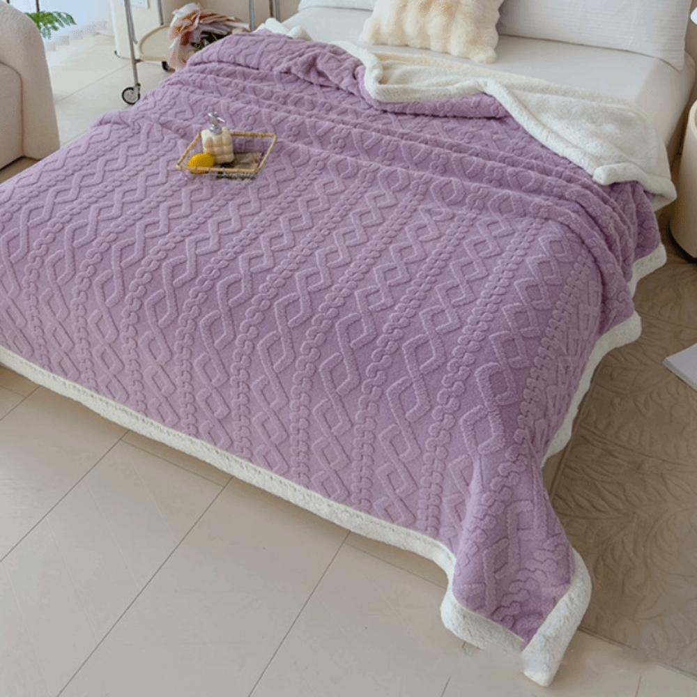 Однотонное коралловое флисовое одеяло, утолщенное одеяло для сна в офисе, ромбовидное фланелевое одеяло для путешествий