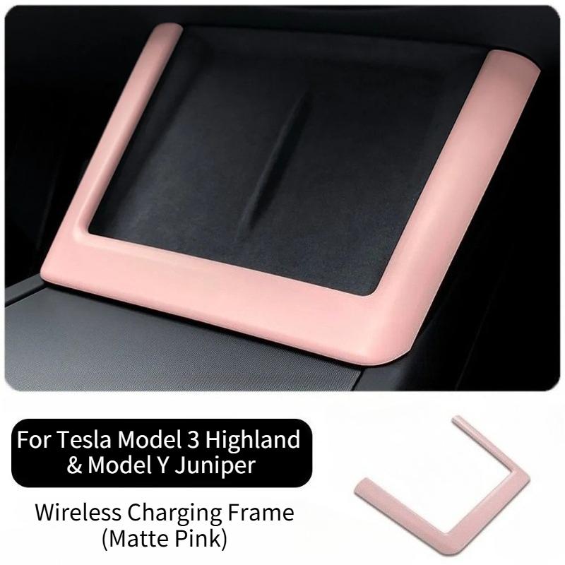 Wireless Charging Decorative Frame for Tesla Model Y Juniper 2026 Central Control Silicone Pad Interior Panel Car Accessories