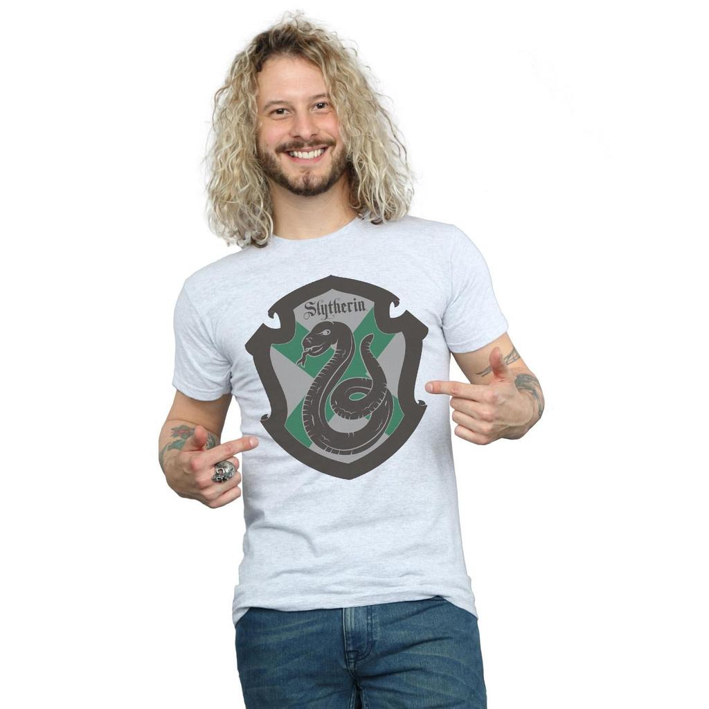Harry Potter Mens Slytherin Crest Flat T-Shirt