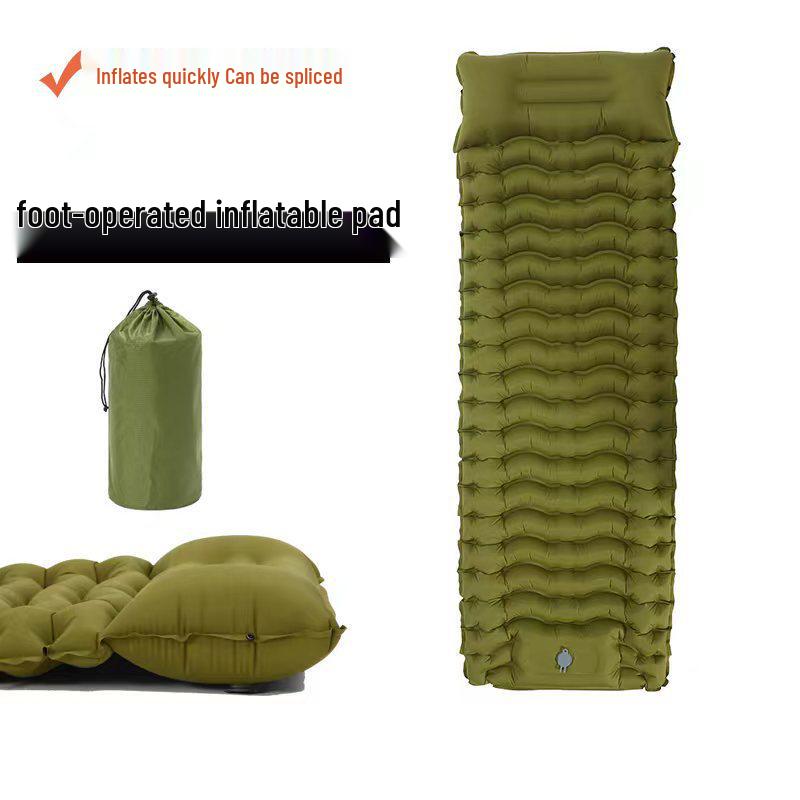Inflatable Moisture-Proof Camping Sleeping Pad with Splicing Double Mattress Feature