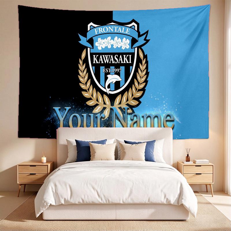 Kawasaki Frontale (1) Custom Name Tapestry Wall Hanging Tapestry Wall Art Decor for Bedroom Living Room