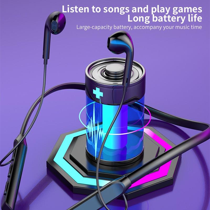 Bluetooth наушники с шейным ремешком, стерео беспроводные наушники-вкладыши, магнитные спортивные наушники с микрофоном для смартфона